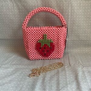 NWT Bouffants & Broken Hearts Pink Strawberry Bead Bag